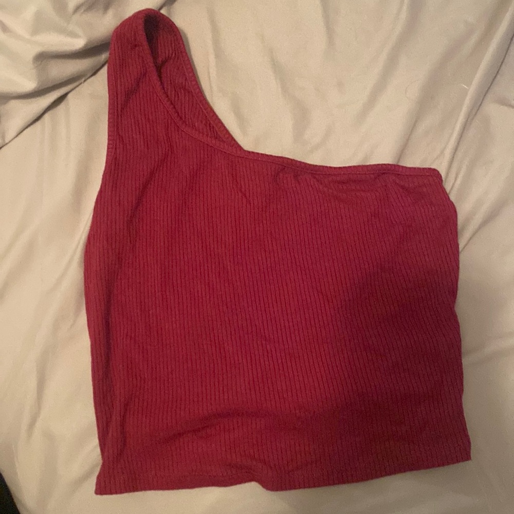 Garage one shoulder crop top